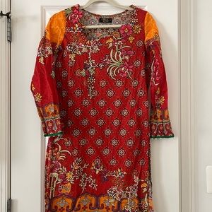 Two Piece Shalwar Kameez Women’s Red Printed